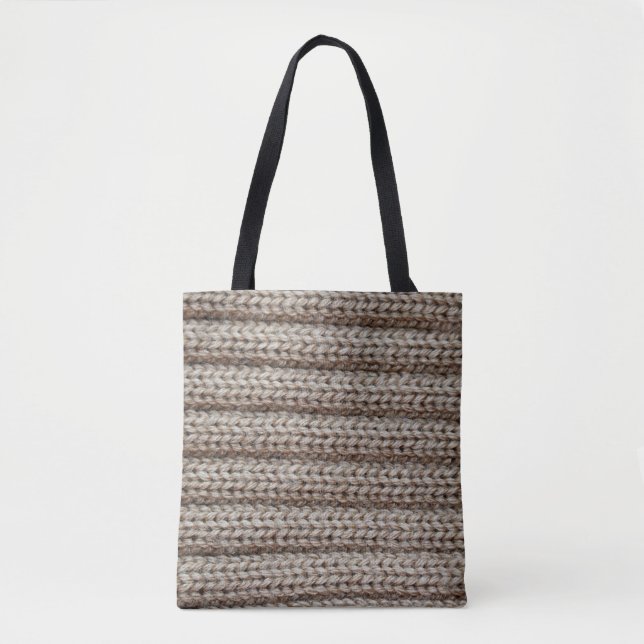 Tote Bag Tissu tricoté plat, texture marron. (Devant)