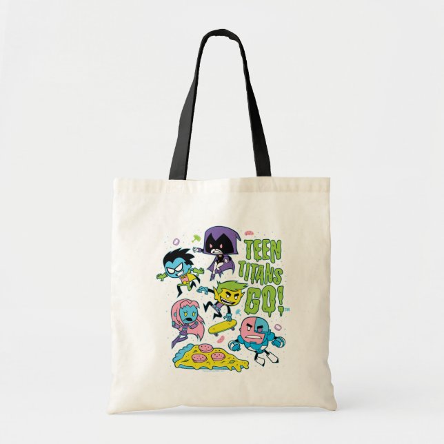 Tote Bag Titans Ados, allez ! | Gnarly 90's Pizza Graphic (Devant)