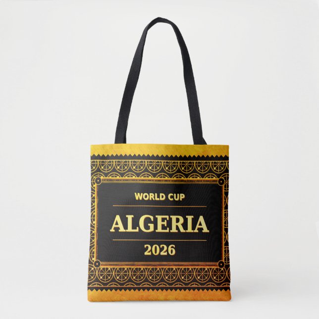 Tote Bag TITLE: Algeria Football Fan 2026 Black Gold Luxury (Devant)