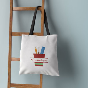 Tote Bag Titulaire de crayon Monogramme enseignant Merci ca