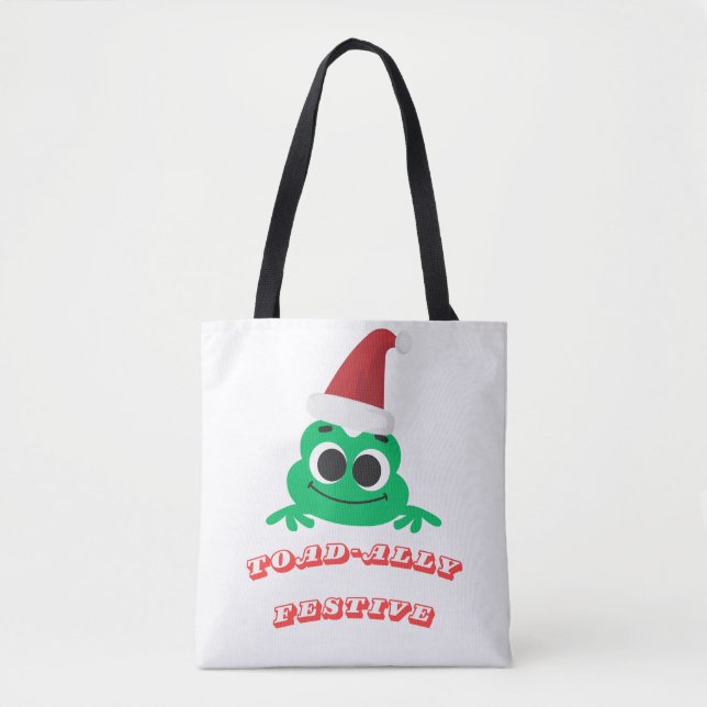 Tote Bag Toad-ally Festive Christmas Frog _ Cute Holiday De (Devant)