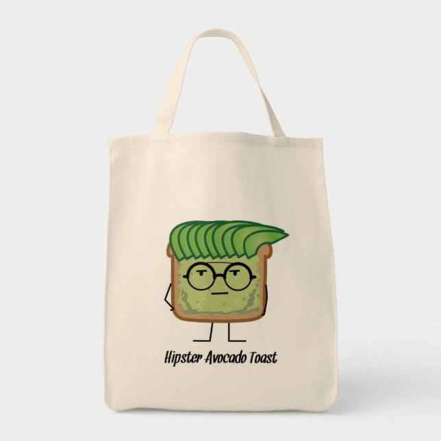 Tote Bag Toast Hipster de l'Avocado lunettes de poils grais (Devant)