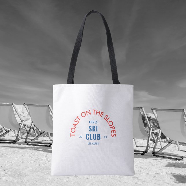 Tote Bag Toast Sur Les Pistes Après Ski Club Rouge & Bleu (Créateur téléchargé)