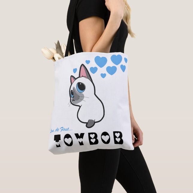 TOTE BAG TOBY TOYBOB AMOUR AU PREMIER TOYBOB BLUE HEARTS FO (De près)
