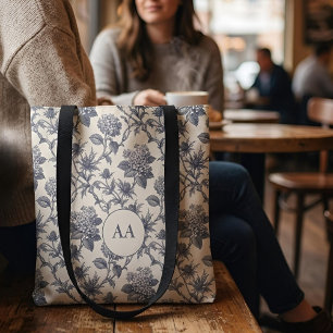Tote Bag Toile Botanique Hydrangea & Chardon de Mer Perso