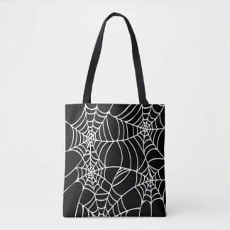 Tote Bag Toile d'araignée noire et blanche de Halloween