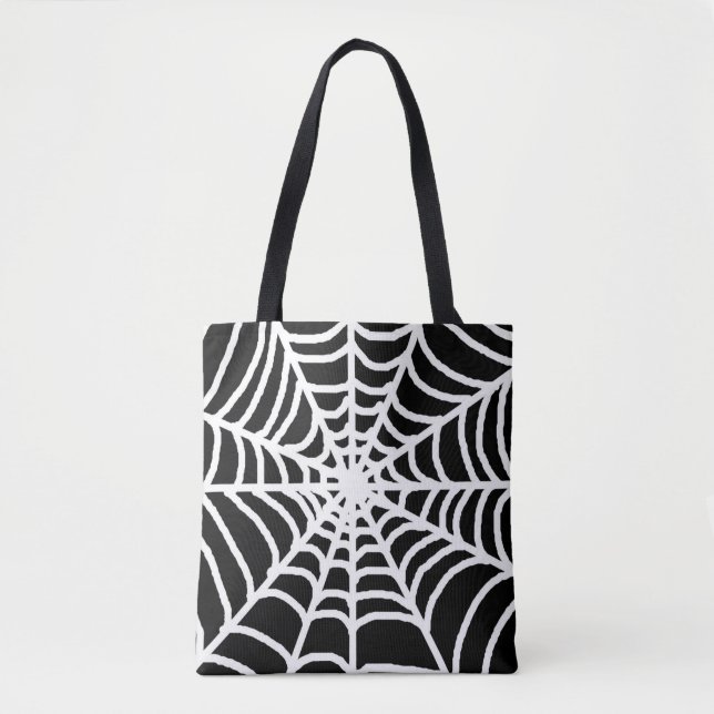 Tote Bag Toile d'araignée noire Joyeux Halloween  (Devant)