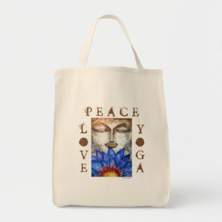 Tote Bag Toile d'art d'aquarelle de Bouddha de yoga d'amour