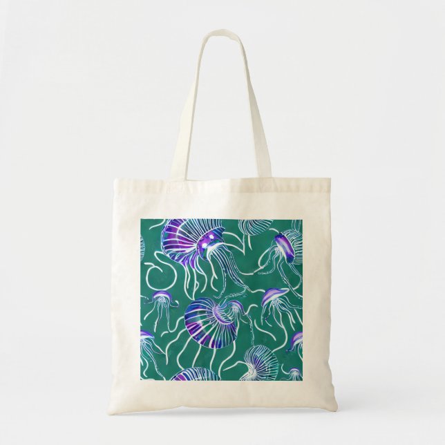 Tote Bag Toile de méduse violette Fourre-tout (Devant)