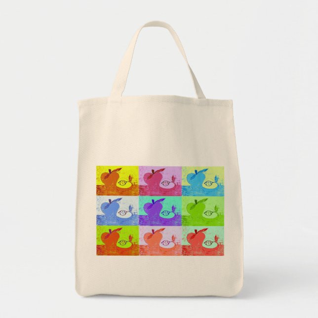 Tote Bag Toile de pommes pop art Fourre-tout (Devant)
