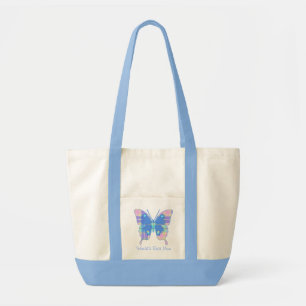 Tote Bag Toile en pastel Fourre-tout de papillon de plaid