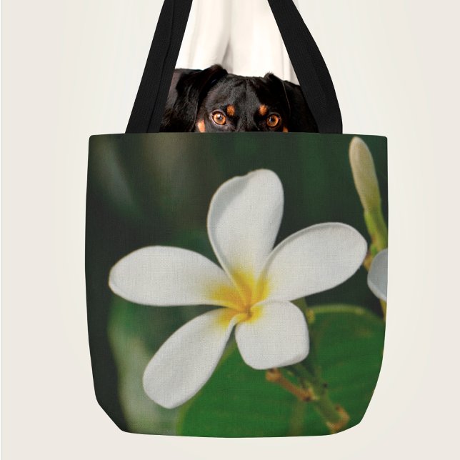 Tote Bag Toile Frangipani blanche pour ordinateur portable  (Créateur téléchargé)