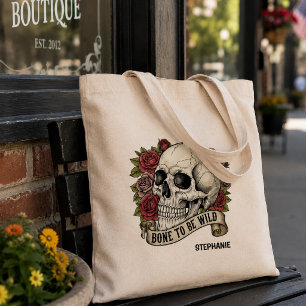 Tote Bag Toile gothique de roses de crâne vintage