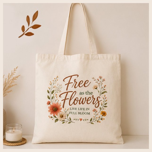 Tote Bag Toile graphique bohème «Libre comme les fleurs»  (Créateur téléchargé)