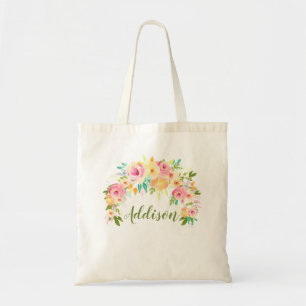 Tote Bag Toile personnalisée florale Fourre-tout de dames