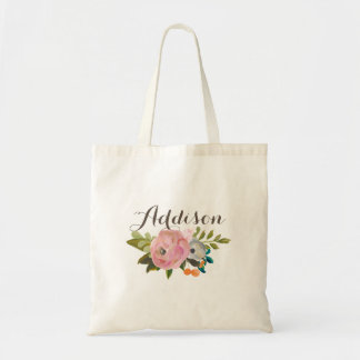 Tote Bag Toile personnalisée florale peinte Fourre-tout de