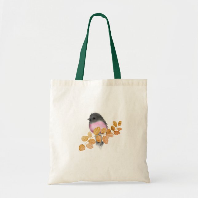 Tote Bag Toile rose Robin Bird Budget Toits (Devant)
