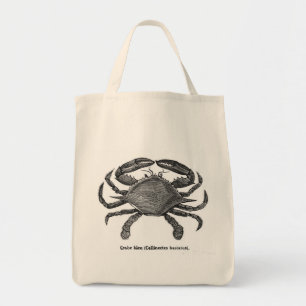 Tote Bag Toile vintage Fourre-tout de crabe bleu