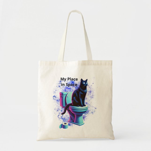 Tote Bag Toilette de chat Noir Cosmique - Vaporwave Surreal (Devant)