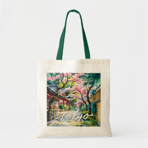 Tote Bag Tokyo Cerisier Fleur Aquarelle Japon Traditionnel 