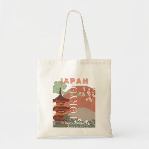 Tote Bag Tokyo Japan Travel Art, Retro Travel Art