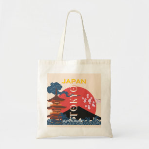 Tote Bag Tokyo Japan Travel Art, Retro Travel Art