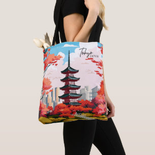 Tote Bag Tokyo Japon Vintage Art Illustration de voyage