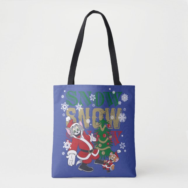 Tote Bag Tom et Jerry Santas By The Tree (Devant)