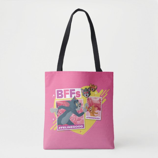 Tote Bag Tom & Jerry BFFs Photo Emoji Collage (Devant)