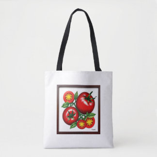 Tote Bag tomate design rouge et vert