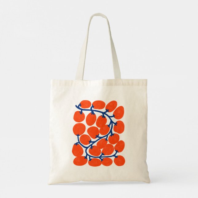 Tote Bag Tomates cerises sur la vigne Illustration Fourre-t (Dos)