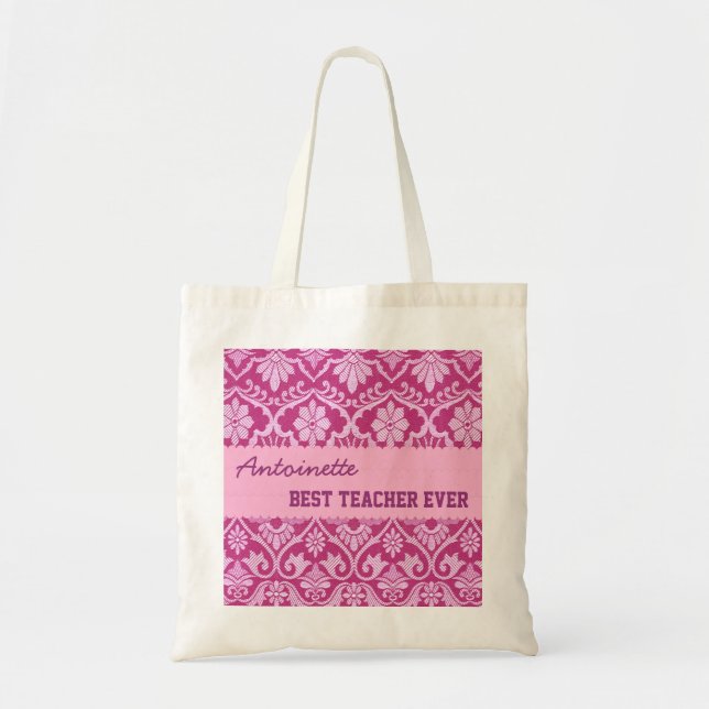 Tote Bag Tonalités de meilleur professeur rose V8 nommé (Devant)