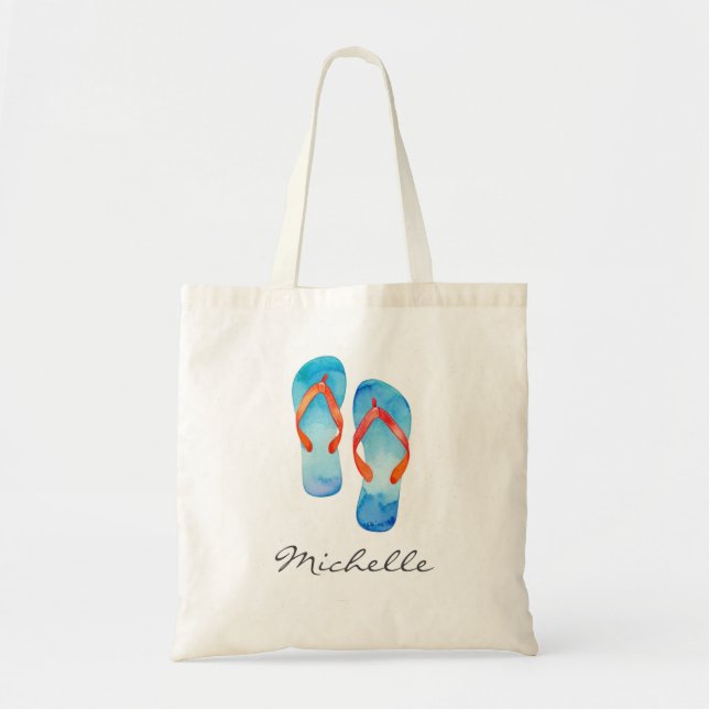 Tote Bag Tongs de plage tendance pour l'été (Devant)