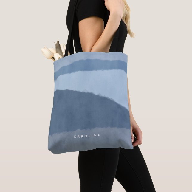 Tote Bag Tons Abstraits côtiers de Fourre-tout Bleue (De près)