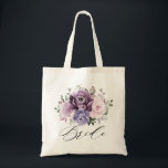 Tote Bag Tons de Dusty violet Fête des mariées cadeau<br><div class="desc">Le sac fourre-tout-cadeau de la nuptiale florale élégant et moderne présente un bouquet de pivoines roses aquarelles dans les tons de prune violette, rose poussiéreux, rose poussiéreux, mauve, sauge avec feuilles botaniques verdoyants et eucalyptus. S'il vous plaît trouver d'autres modèles et variantes de mon magasin "blissweddingpaperie". Et n'hésitez pas à...</div>
