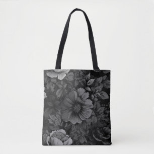 Tote Bag Tons de gris floral