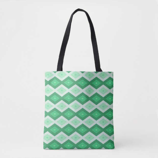 Tote Bag Tons de motif diamant vert (Devant)