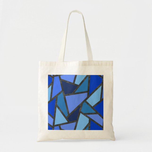 Tote Bag Tons de motif en vitrail bleu (Devant)