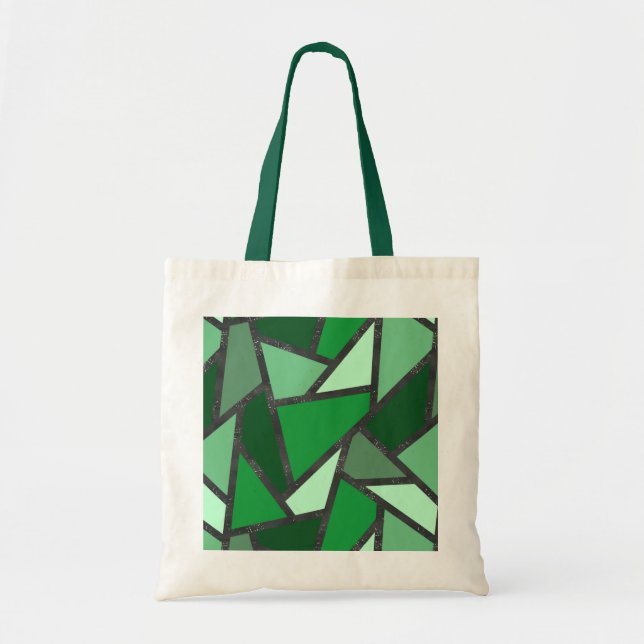 Tote Bag Tons de motif en vitrail vert (Devant)