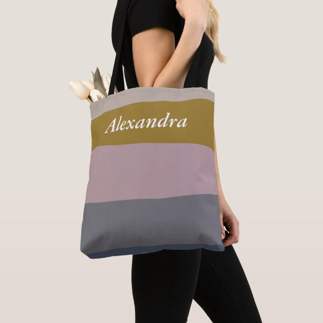 Tote Bag Tons de terre personnalisés Bloc de couleur minima (De près)