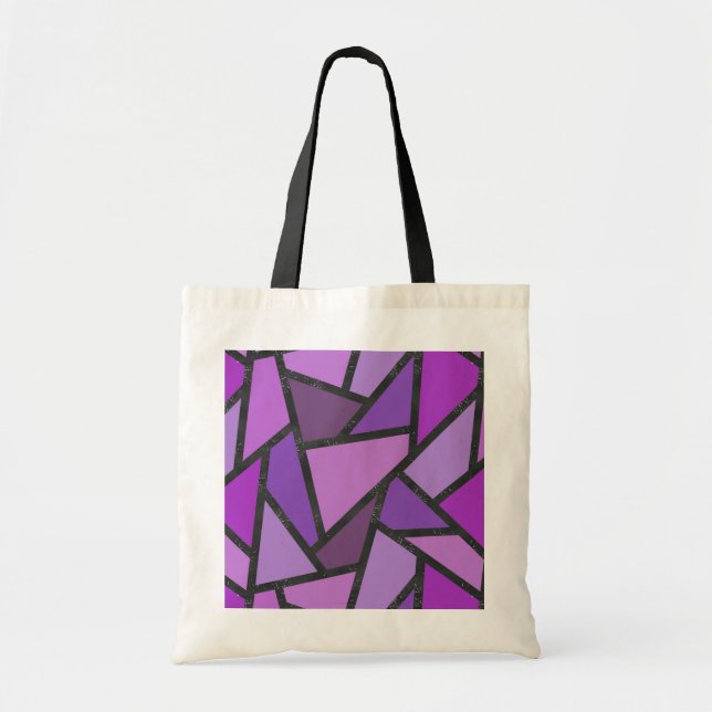 Tote Bag Tons de vitrail violet motif (Devant)