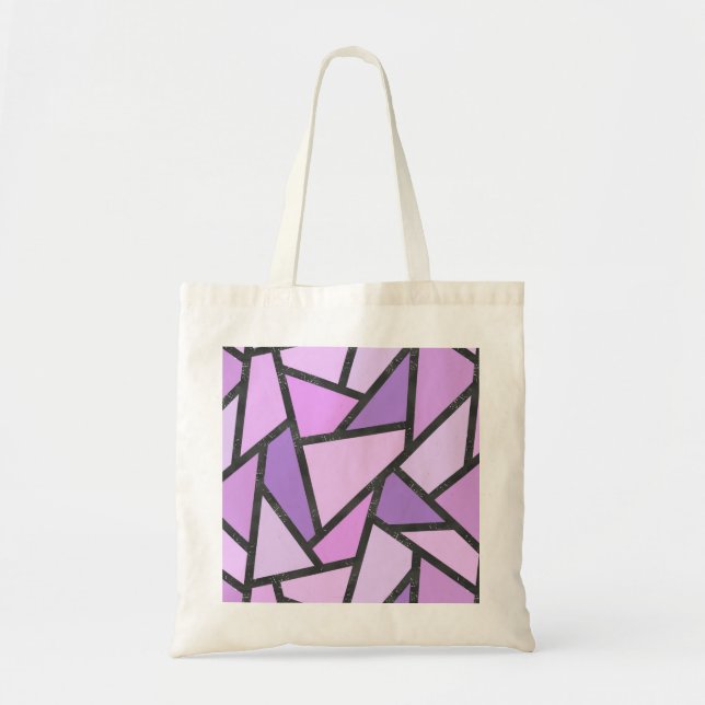 Tote Bag Tons du motif en vitrail lilas (Devant)