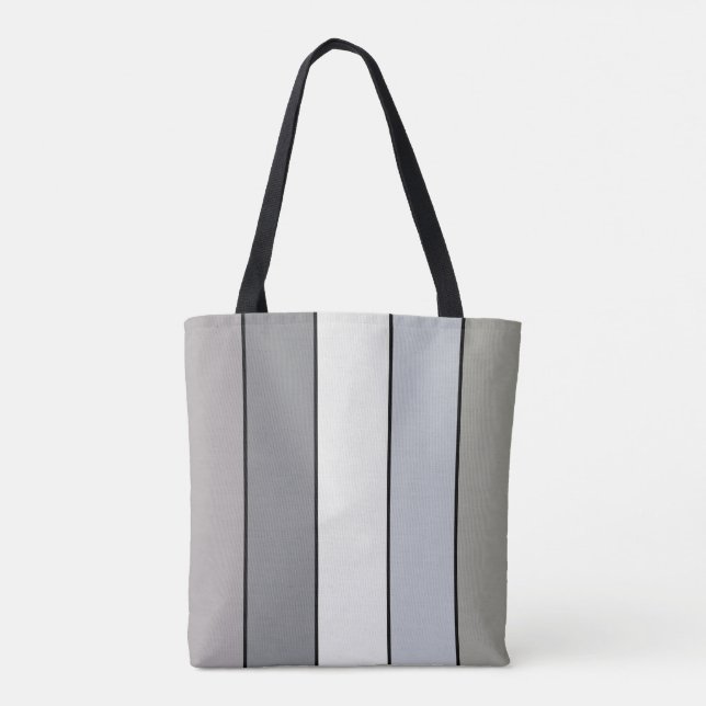 Tote Bag Tons Gris Avec Bandes Noires Sur Papier Aquarelle (Dos)