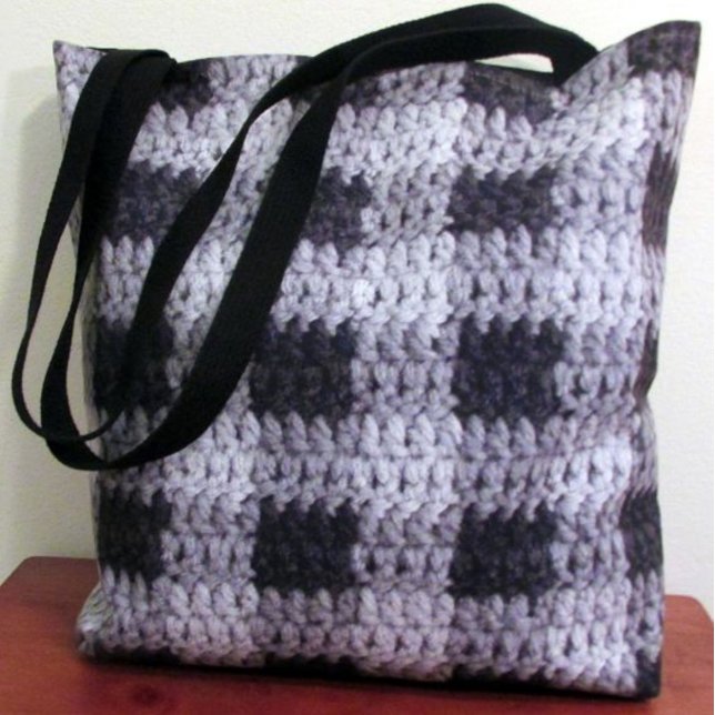 Tote Bag Tons gris noir Crochet de texture patinée d'entrep (Créateur téléchargé)