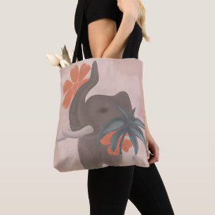 Tote Bag Tons Terre éléphant art minimaliste