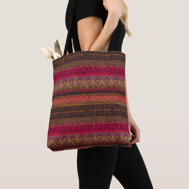 Tote Bag Tons Terre Ombre Boho Style (De près)