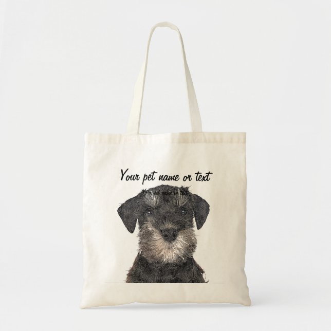 Tote Bag Too Cute Puppy Miniature Schnauzer Dog (Devant)