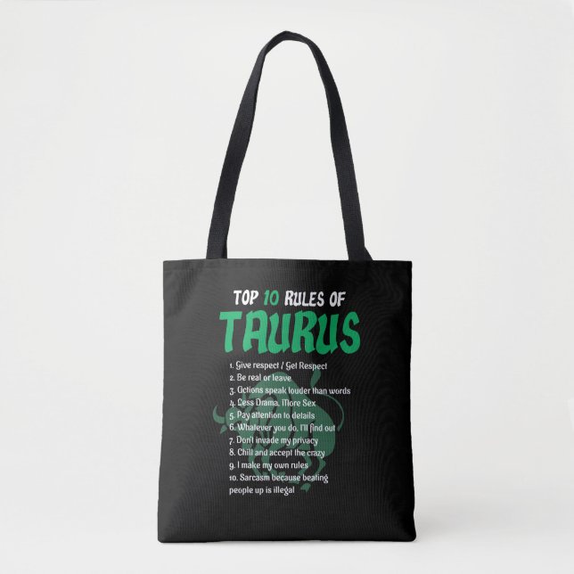 Tote Bag Top 10 Règles De Taurus Zodiac Anniversaire Cadeau (Devant)