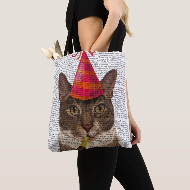 Tote Bag Tortoiseshell Chat avec Casquette du Parti (De près)