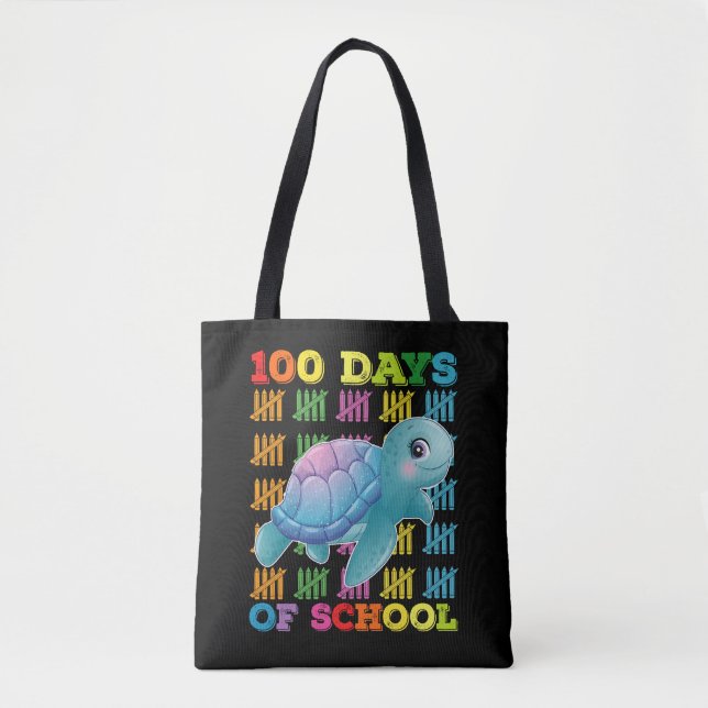 Tote Bag Tortue 100 Jours D'école Enseignant Élève (Devant)